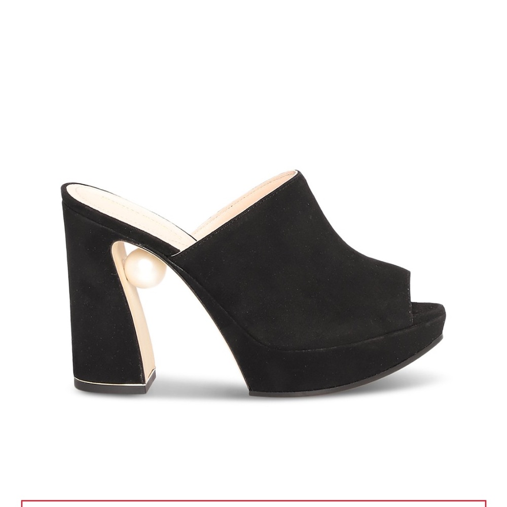 Nicholas Kirkwood Black Mules with Pearl Detail